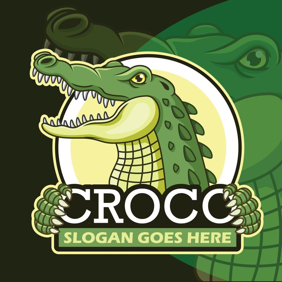 vector illustratie van tekenfilm krokodil mascotte sjabloon ontwerp