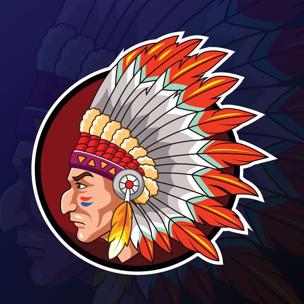 tekenfilm Amerikaans Indisch logo ontwerp sjabloon vector