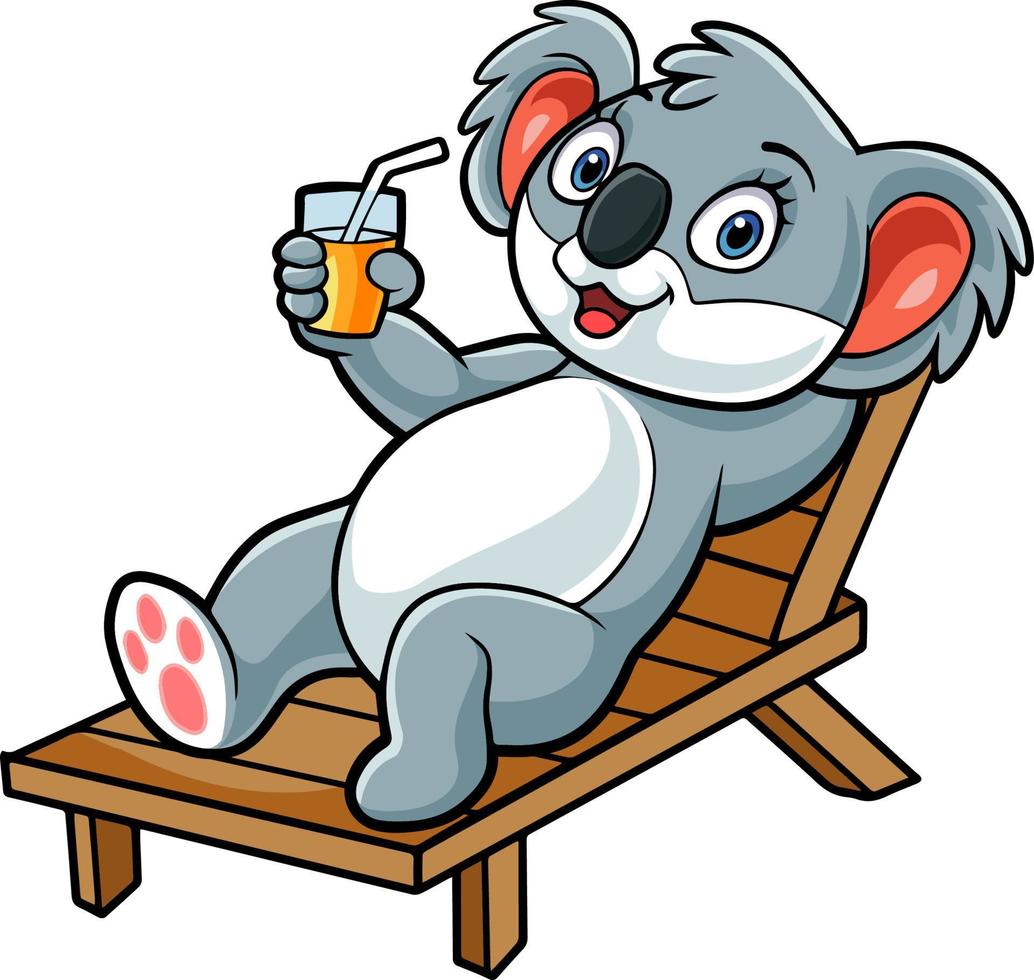 schattig tekenfilm koala Holding een drinken vector