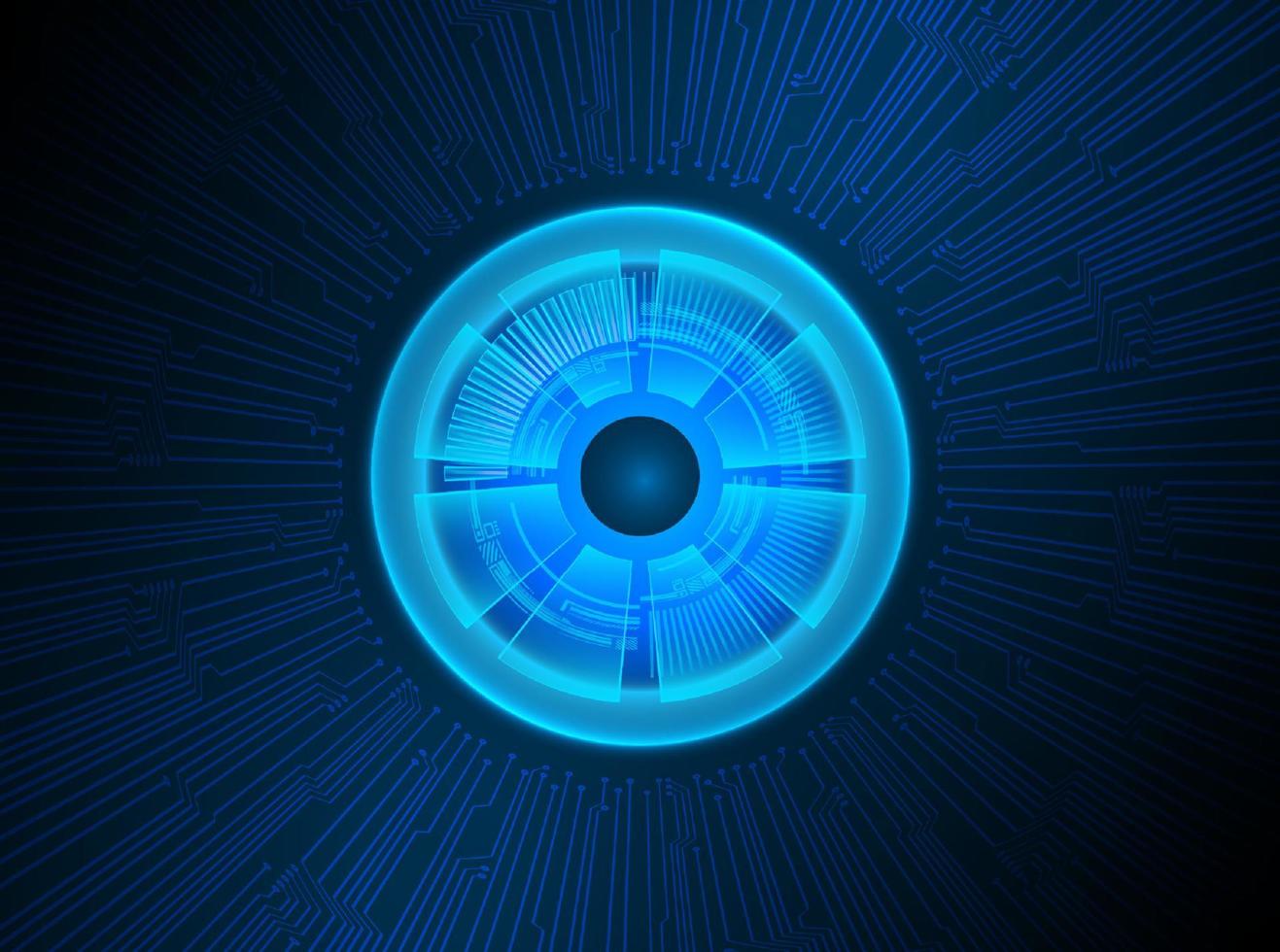 modern holografische oog bal Aan technologie achtergrond vector
