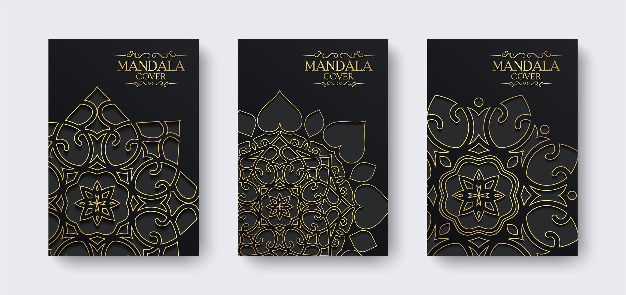luxe mandala-omslag in donkere kleur vector