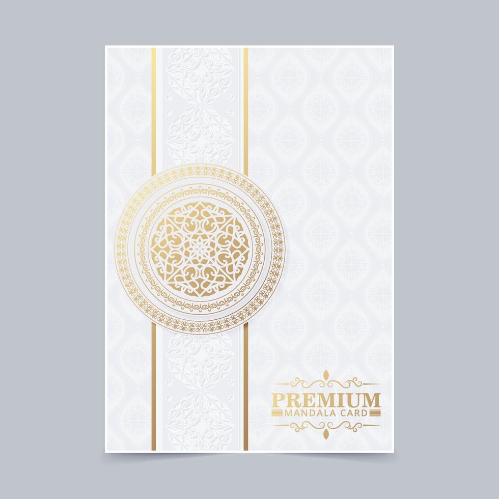 luxe mandala omslag in witgouden kleur vector