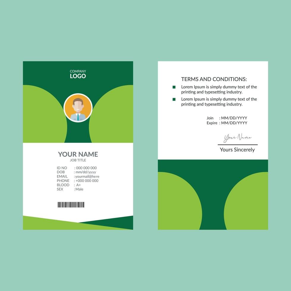 groene elegante id-kaart ontwerpsjabloon vector