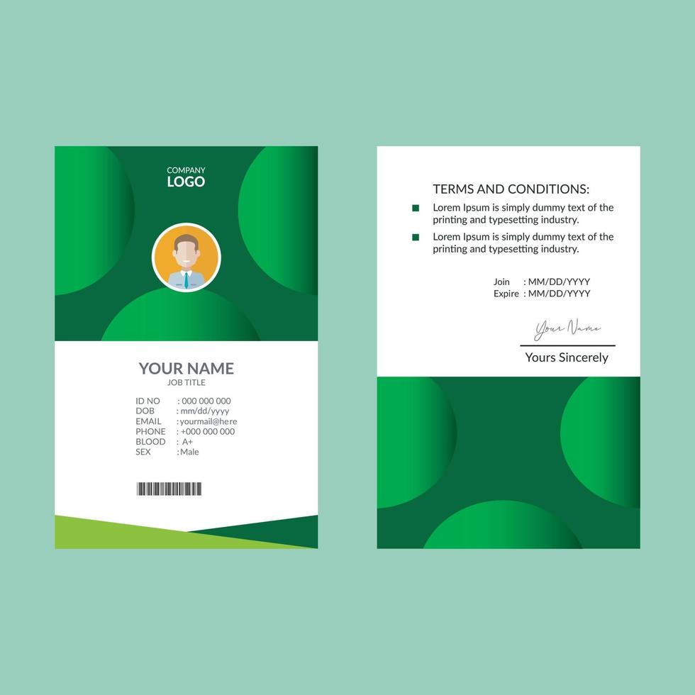 groene elegante id-kaart ontwerpsjabloon vector