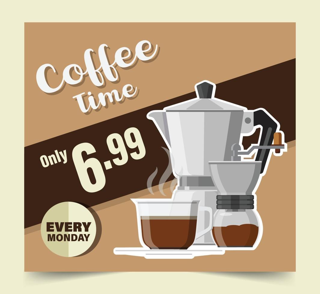 koffie tijd banner ontwerp vector