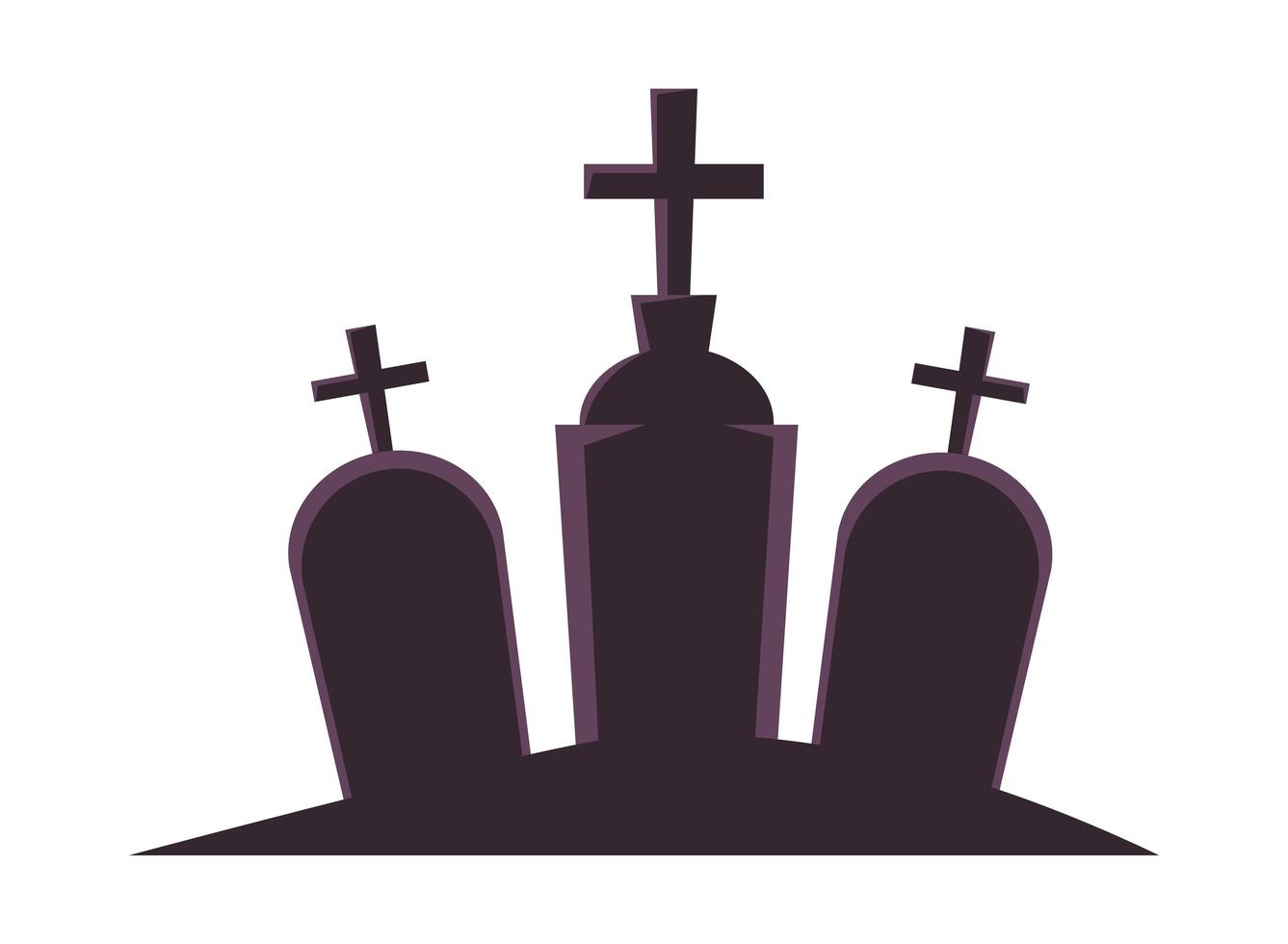 halloween graven in begraafplaats pictogram vector