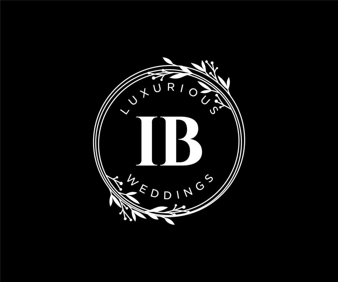 ib initialen brief bruiloft monogram logos sjabloon, hand- getrokken modern minimalistisch en bloemen Sjablonen voor uitnodiging kaarten, opslaan de datum, elegant identiteit. vector