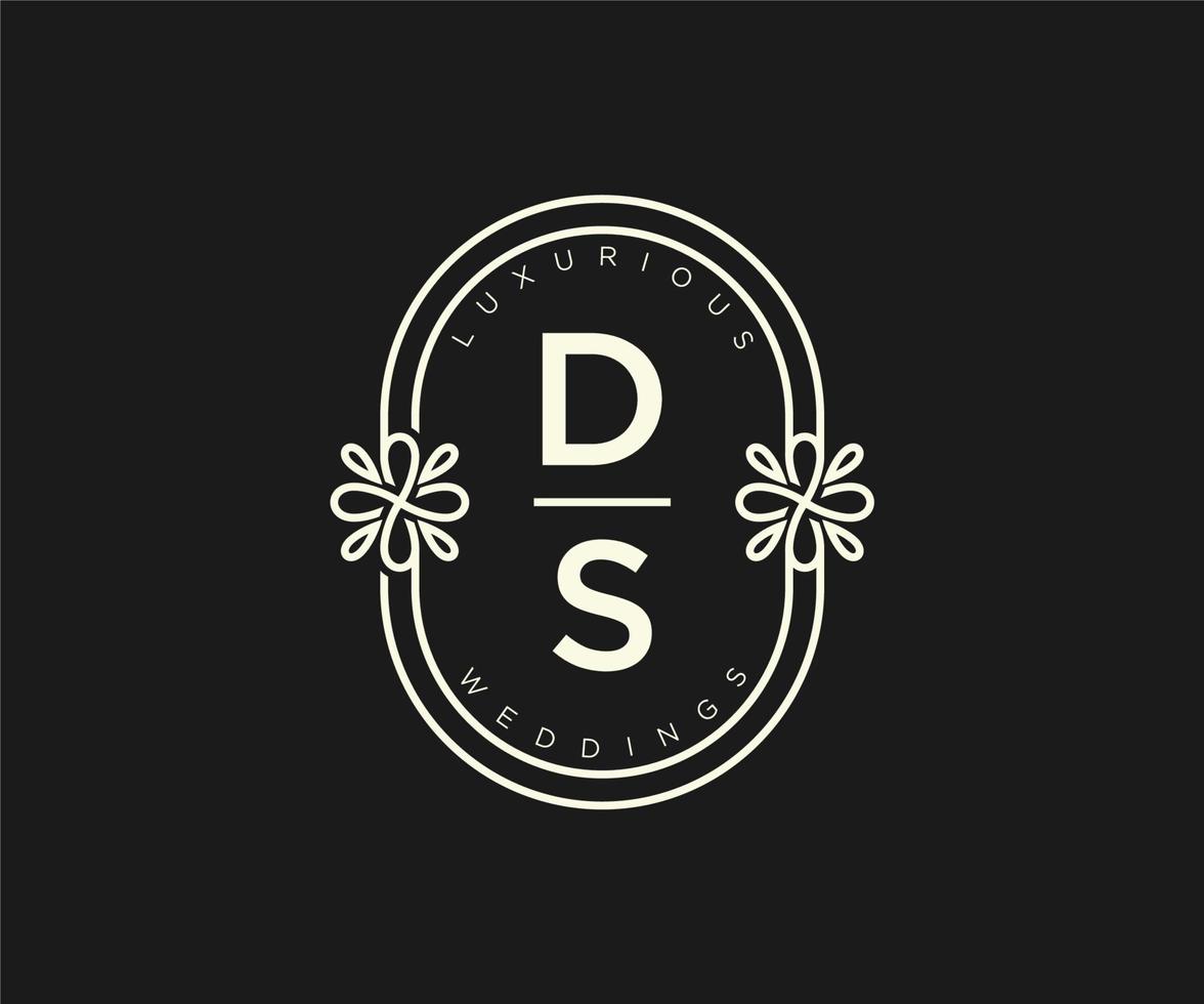 ds initialen brief bruiloft monogram logos sjabloon, hand- getrokken modern minimalistisch en bloemen Sjablonen voor uitnodiging kaarten, opslaan de datum, elegant identiteit. vector