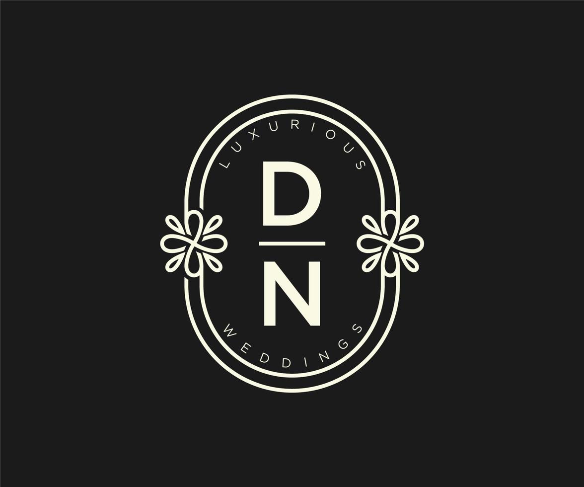 dn initialen brief bruiloft monogram logos sjabloon, hand- getrokken modern minimalistisch en bloemen Sjablonen voor uitnodiging kaarten, opslaan de datum, elegant identiteit. vector