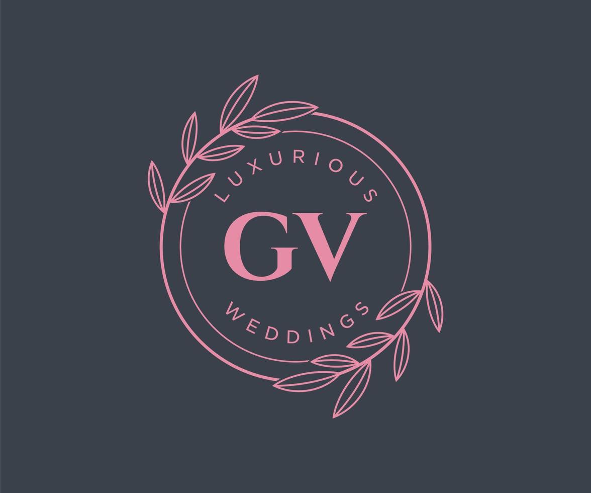 gv initialen brief bruiloft monogram logos sjabloon, hand- getrokken modern minimalistisch en bloemen Sjablonen voor uitnodiging kaarten, opslaan de datum, elegant identiteit. vector