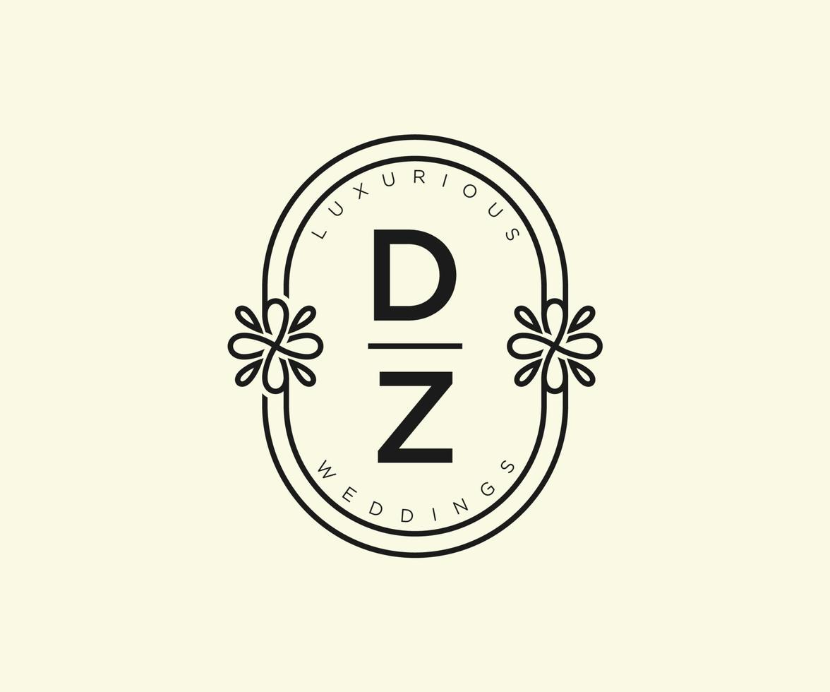 dz initialen brief bruiloft monogram logos sjabloon, hand- getrokken modern minimalistisch en bloemen Sjablonen voor uitnodiging kaarten, opslaan de datum, elegant identiteit. vector