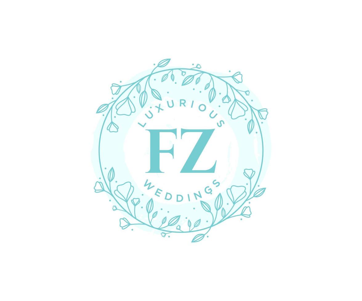 fz initialen brief bruiloft monogram logos sjabloon, hand- getrokken modern minimalistisch en bloemen Sjablonen voor uitnodiging kaarten, opslaan de datum, elegant identiteit. vector