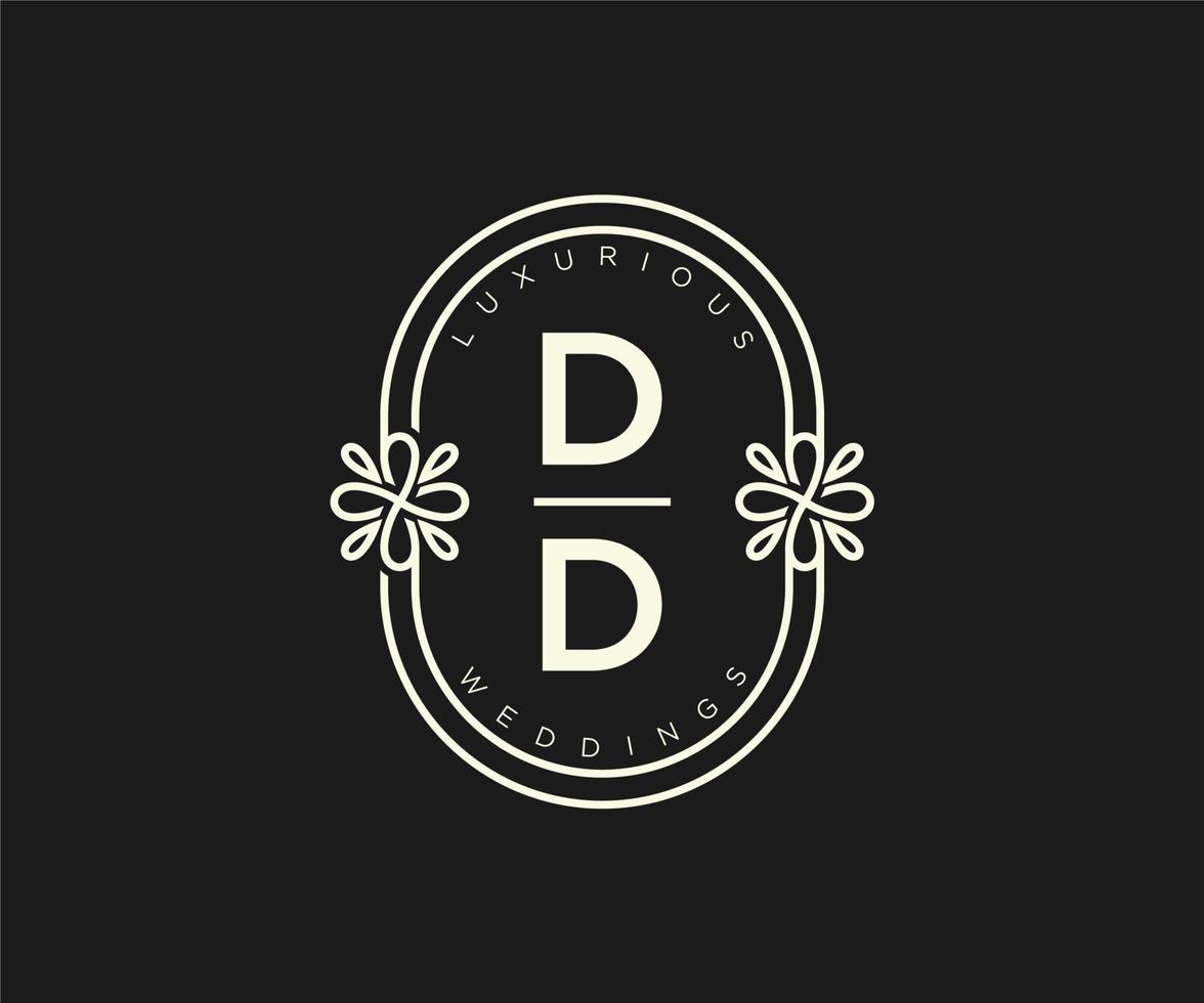 dd initialen brief bruiloft monogram logos sjabloon, hand- getrokken modern minimalistisch en bloemen Sjablonen voor uitnodiging kaarten, opslaan de datum, elegant identiteit. vector