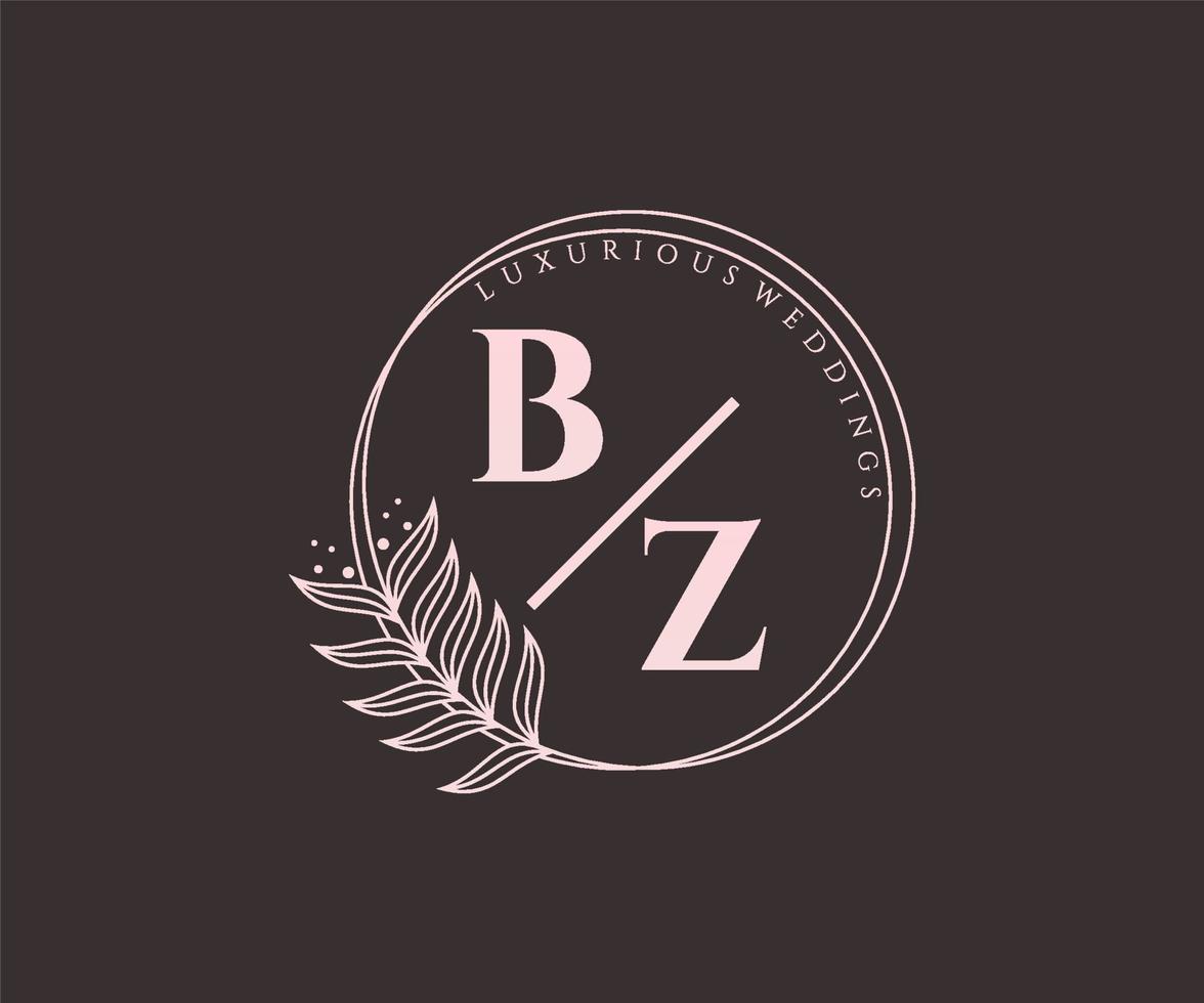 bz initialen brief bruiloft monogram logos sjabloon, hand- getrokken modern minimalistisch en bloemen Sjablonen voor uitnodiging kaarten, opslaan de datum, elegant identiteit. vector