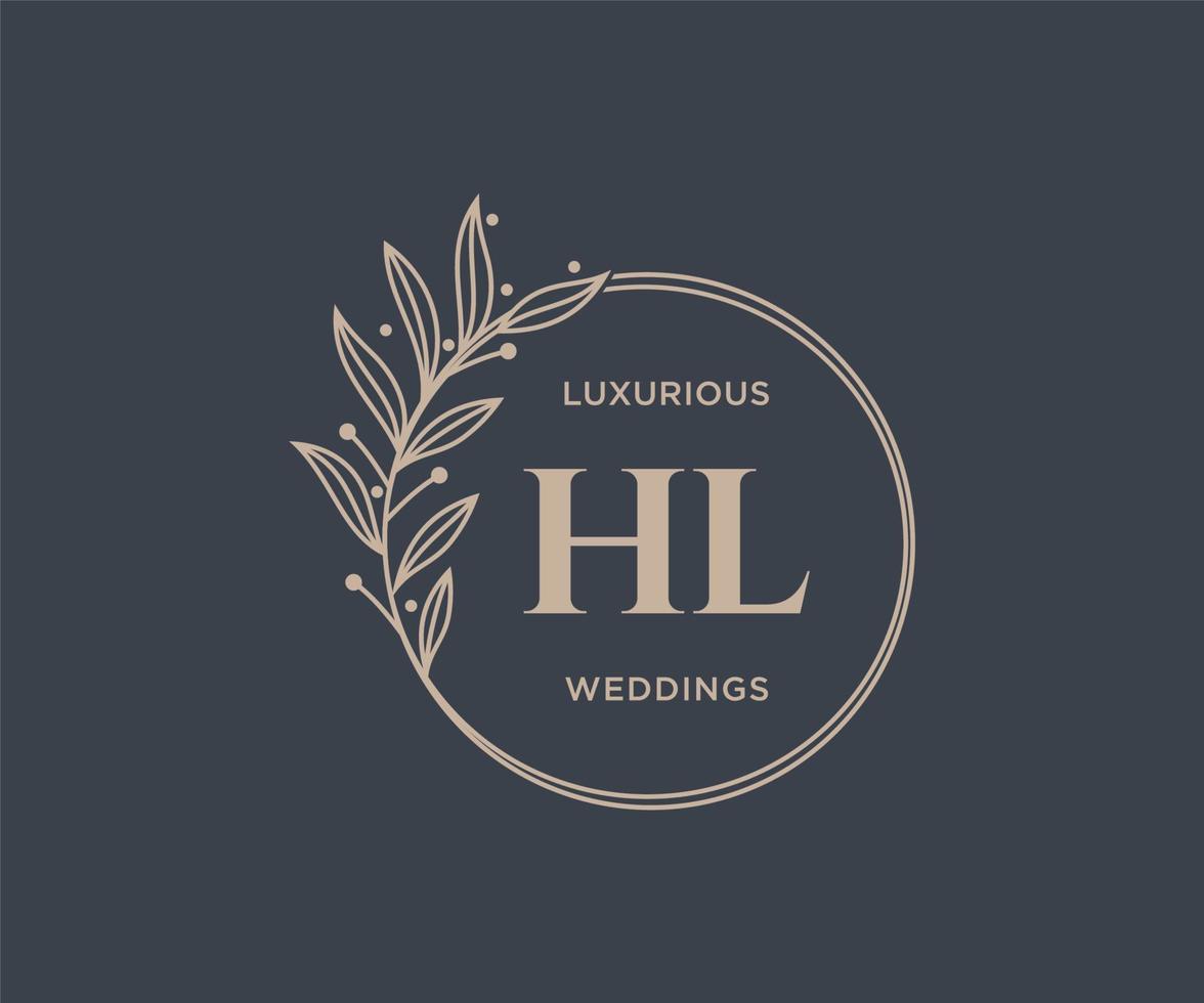 hl initialen brief bruiloft monogram logos sjabloon, hand- getrokken modern minimalistisch en bloemen Sjablonen voor uitnodiging kaarten, opslaan de datum, elegant identiteit. vector