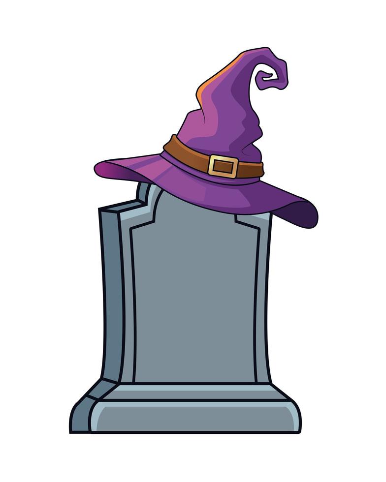 Halloween heksenhoed in kerkhof pictogram vector