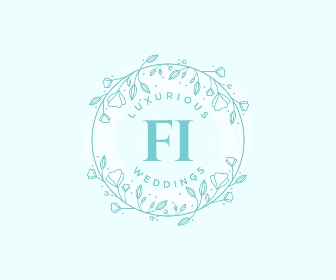 fi initialen brief bruiloft monogram logos sjabloon, hand- getrokken modern minimalistisch en bloemen Sjablonen voor uitnodiging kaarten, opslaan de datum, elegant identiteit. vector