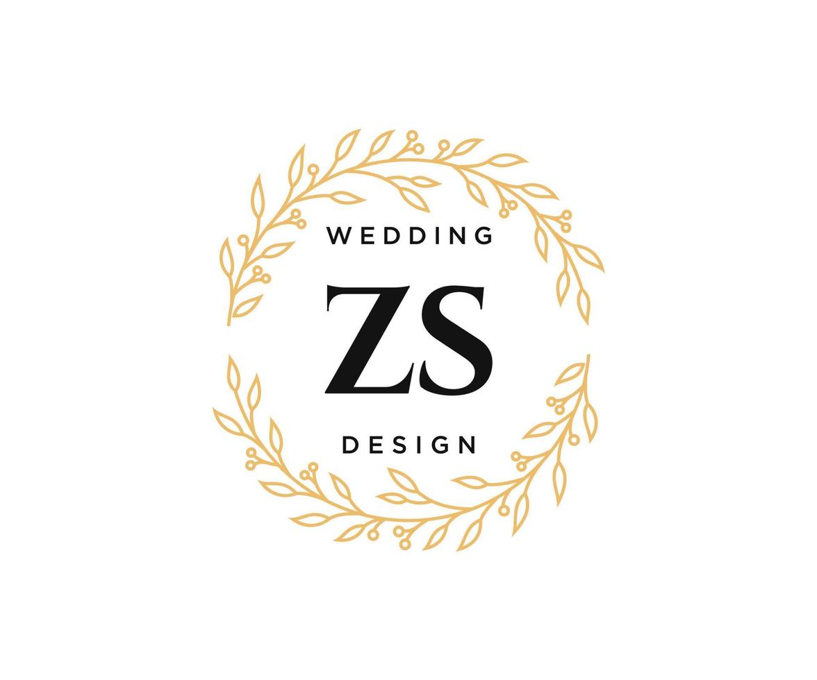 zs initialen brief bruiloft monogram logos verzameling, hand- getrokken modern minimalistisch en bloemen Sjablonen voor uitnodiging kaarten, opslaan de datum, elegant identiteit voor restaurant, boetiek, cafe in vector