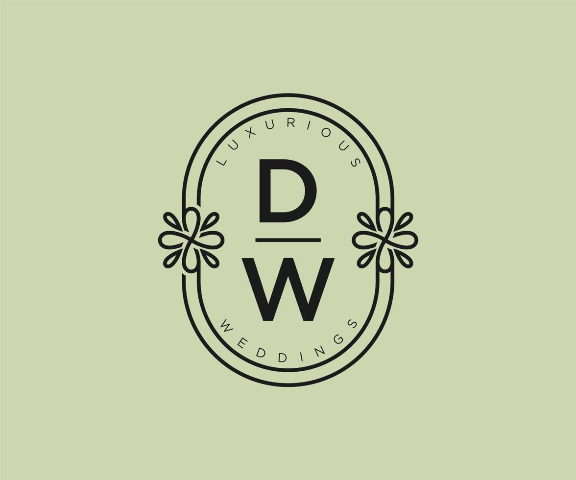 dw initialen brief bruiloft monogram logos sjabloon, hand- getrokken modern minimalistisch en bloemen Sjablonen voor uitnodiging kaarten, opslaan de datum, elegant identiteit. vector