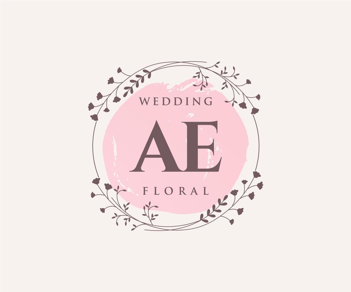 ae initialen brief bruiloft monogram logos sjabloon, hand- getrokken modern minimalistisch en bloemen Sjablonen voor uitnodiging kaarten, opslaan de datum, elegant identiteit. vector