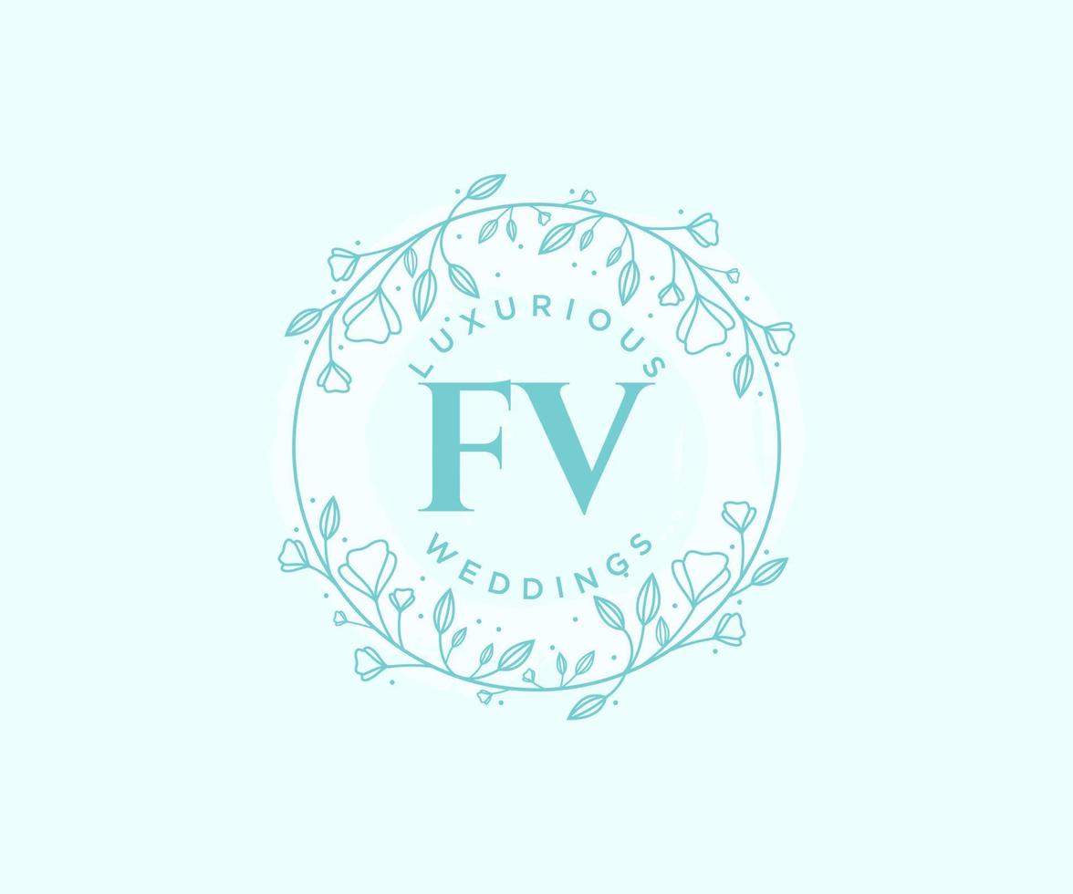 fv initialen brief bruiloft monogram logos sjabloon, hand- getrokken modern minimalistisch en bloemen Sjablonen voor uitnodiging kaarten, opslaan de datum, elegant identiteit. vector