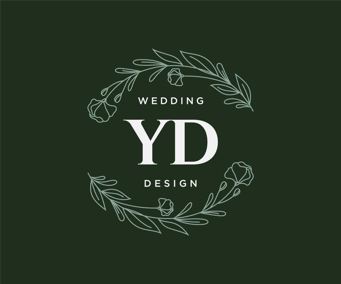 yd initialen brief bruiloft monogram logos verzameling, hand- getrokken modern minimalistisch en bloemen Sjablonen voor uitnodiging kaarten, opslaan de datum, elegant identiteit voor restaurant, boetiek, cafe in vector