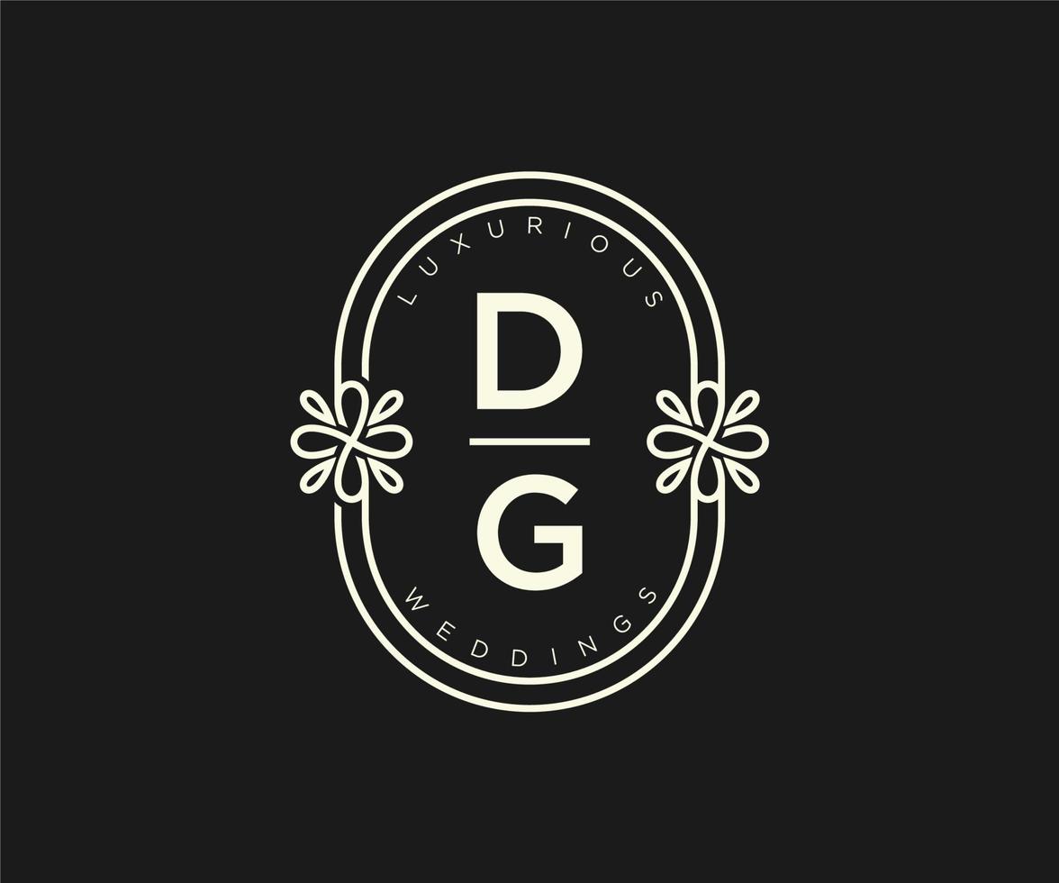 dg initialen brief bruiloft monogram logos sjabloon, hand- getrokken modern minimalistisch en bloemen Sjablonen voor uitnodiging kaarten, opslaan de datum, elegant identiteit. vector