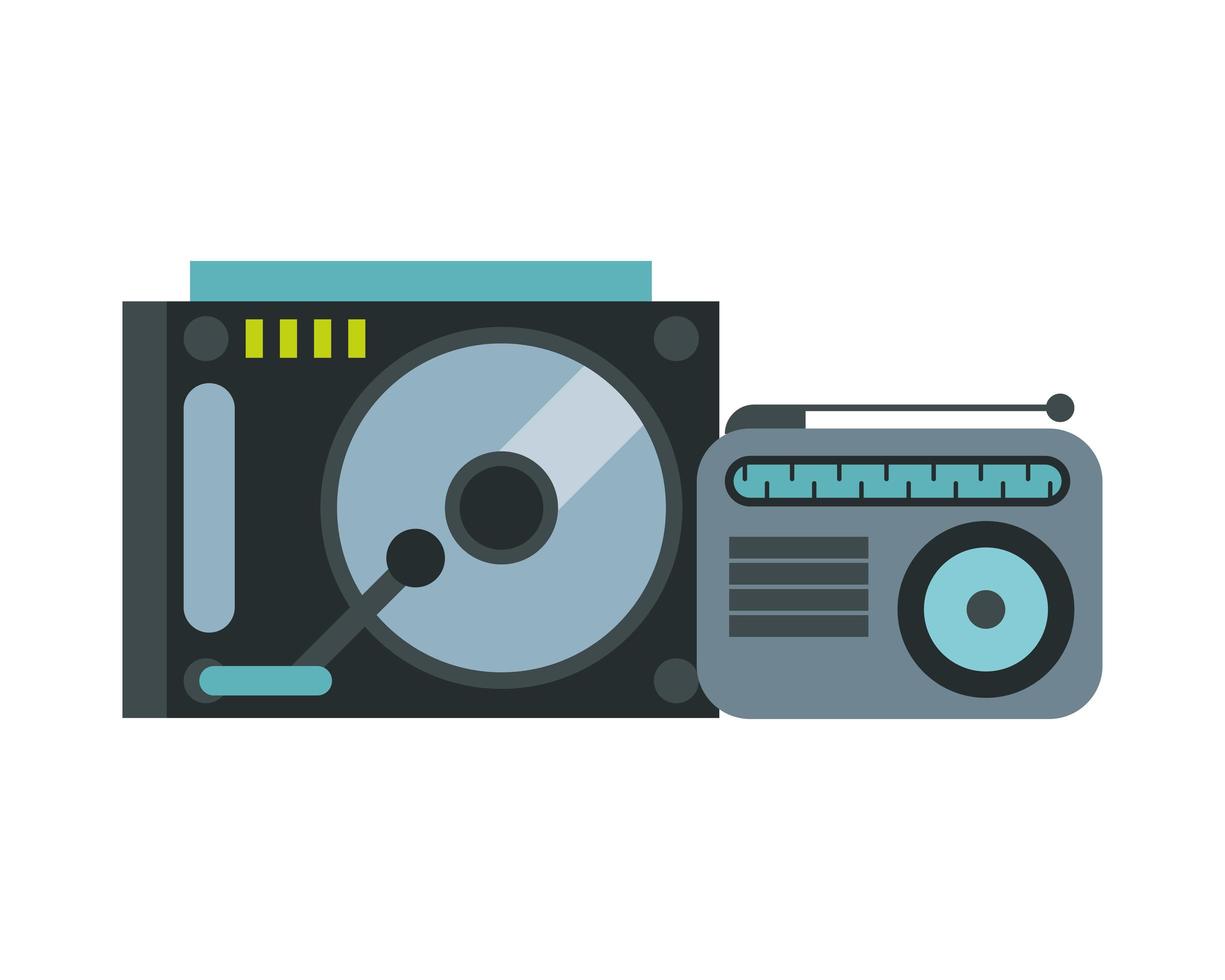 platenspeler en radio geïsoleerd pictogram vector