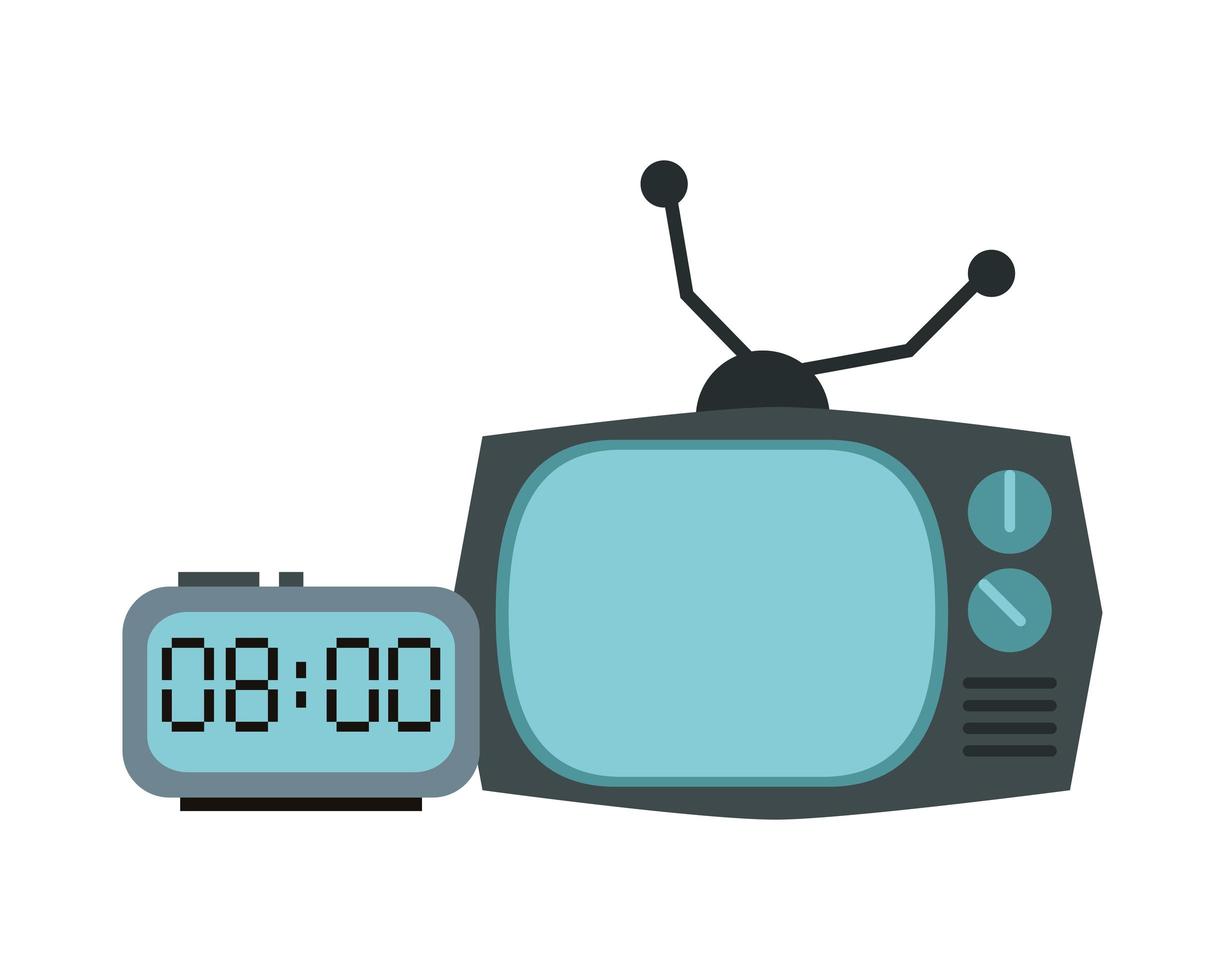 televisietoestel met digitaal horloge vector