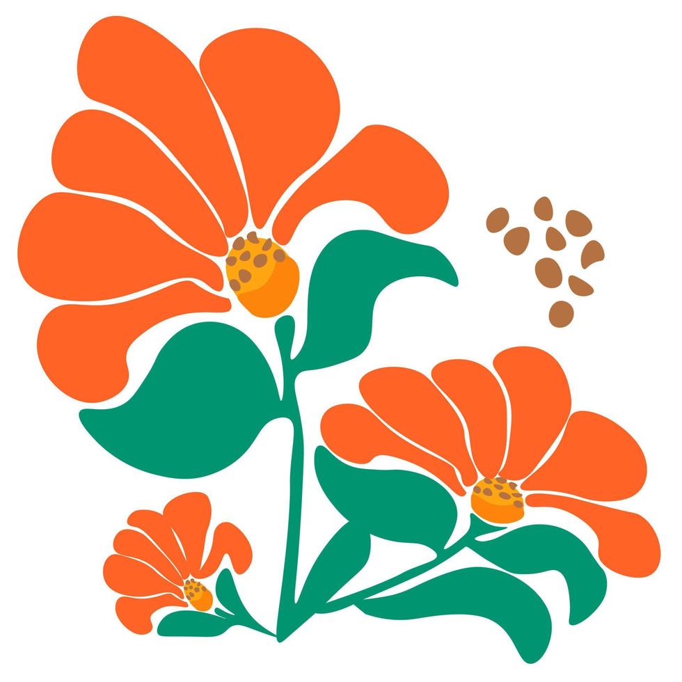 wilde bloemen kleurrijk , retro jaren 70 80s 90s , botanisch ontwerp ,bloemen illustratie , madeliefjes, lente tijd , bloemen decoratie . vector