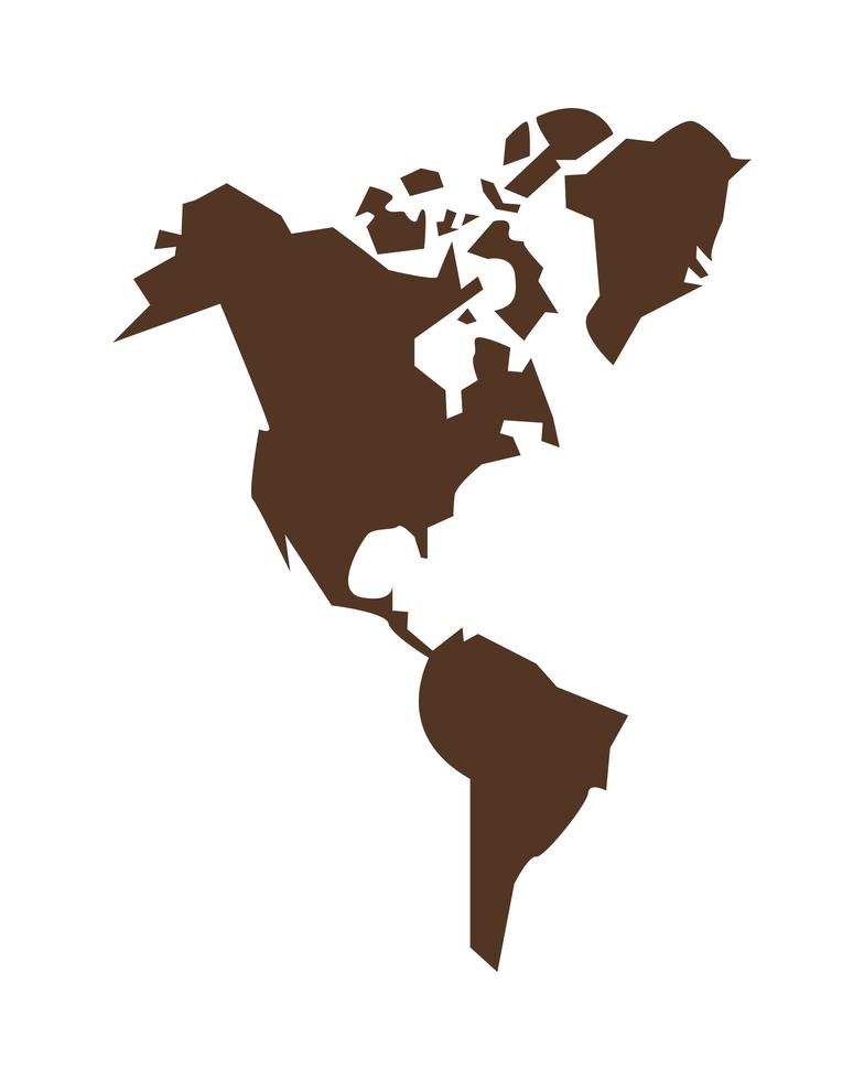 Amerikaans continent silhouet geografie pictogram vector