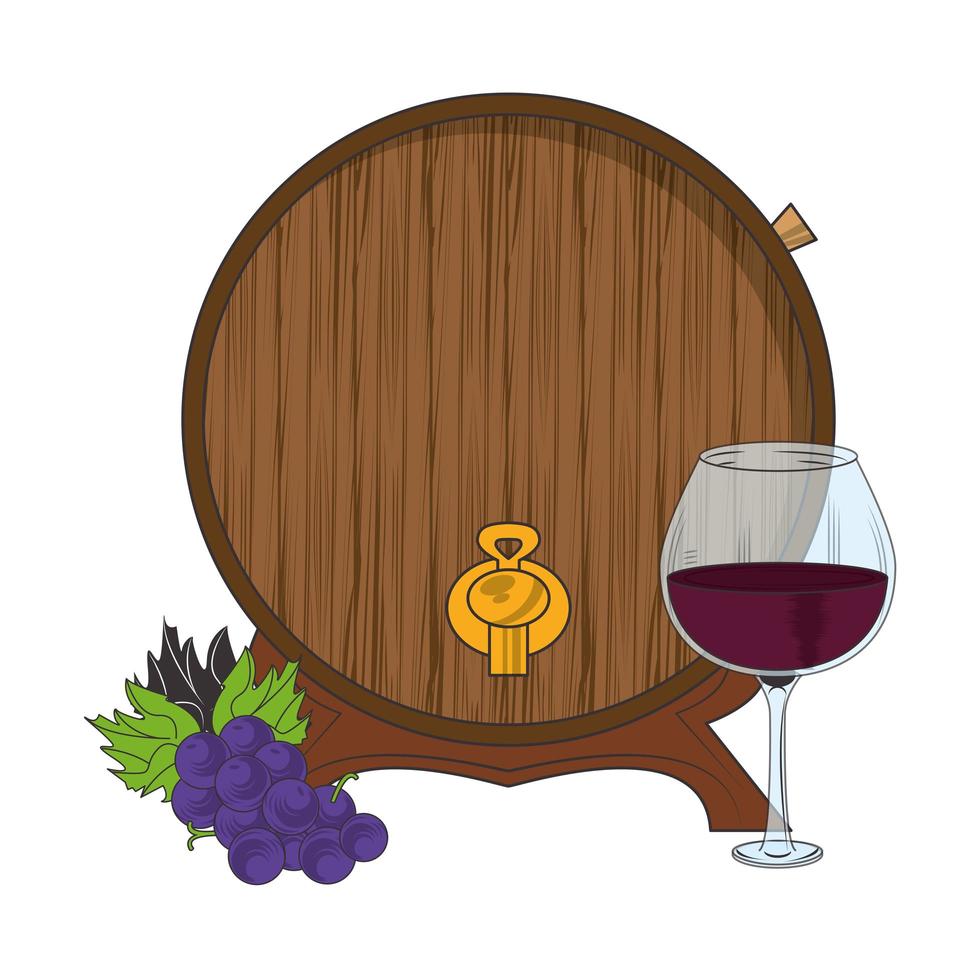 houten vat en wijnglas vector