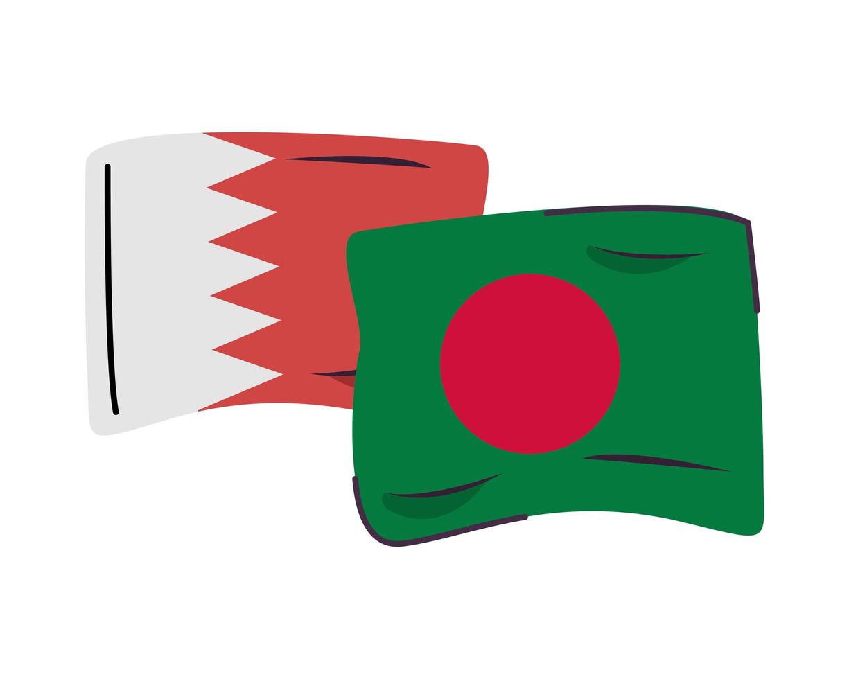 Bahrein en bangladesh vlaggen geïsoleerd pictogram vector