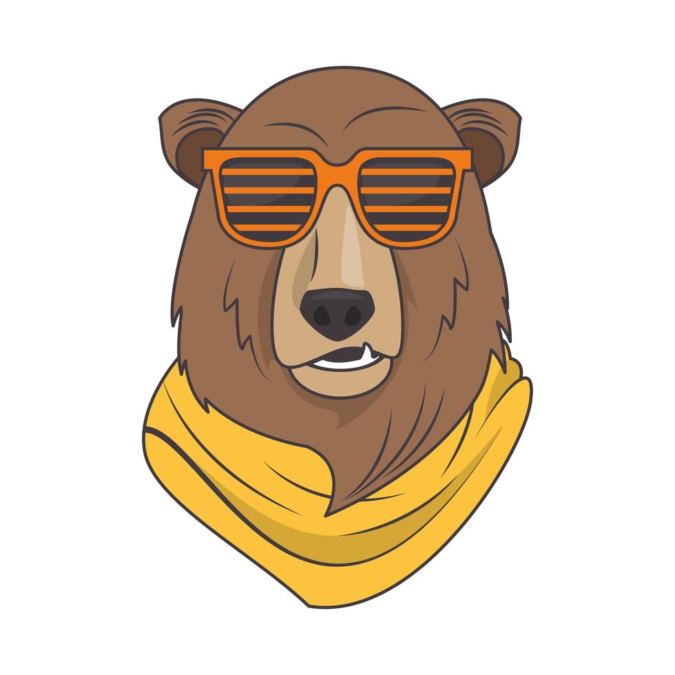 grappige grizzlybeer met zonnebril coole stijl vector