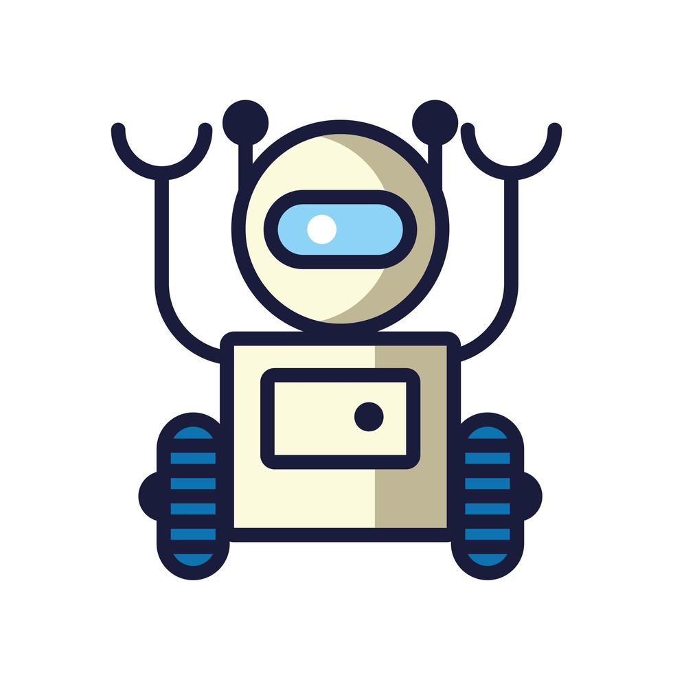 robot met wielen cyborg geïsoleerde pictogram vector