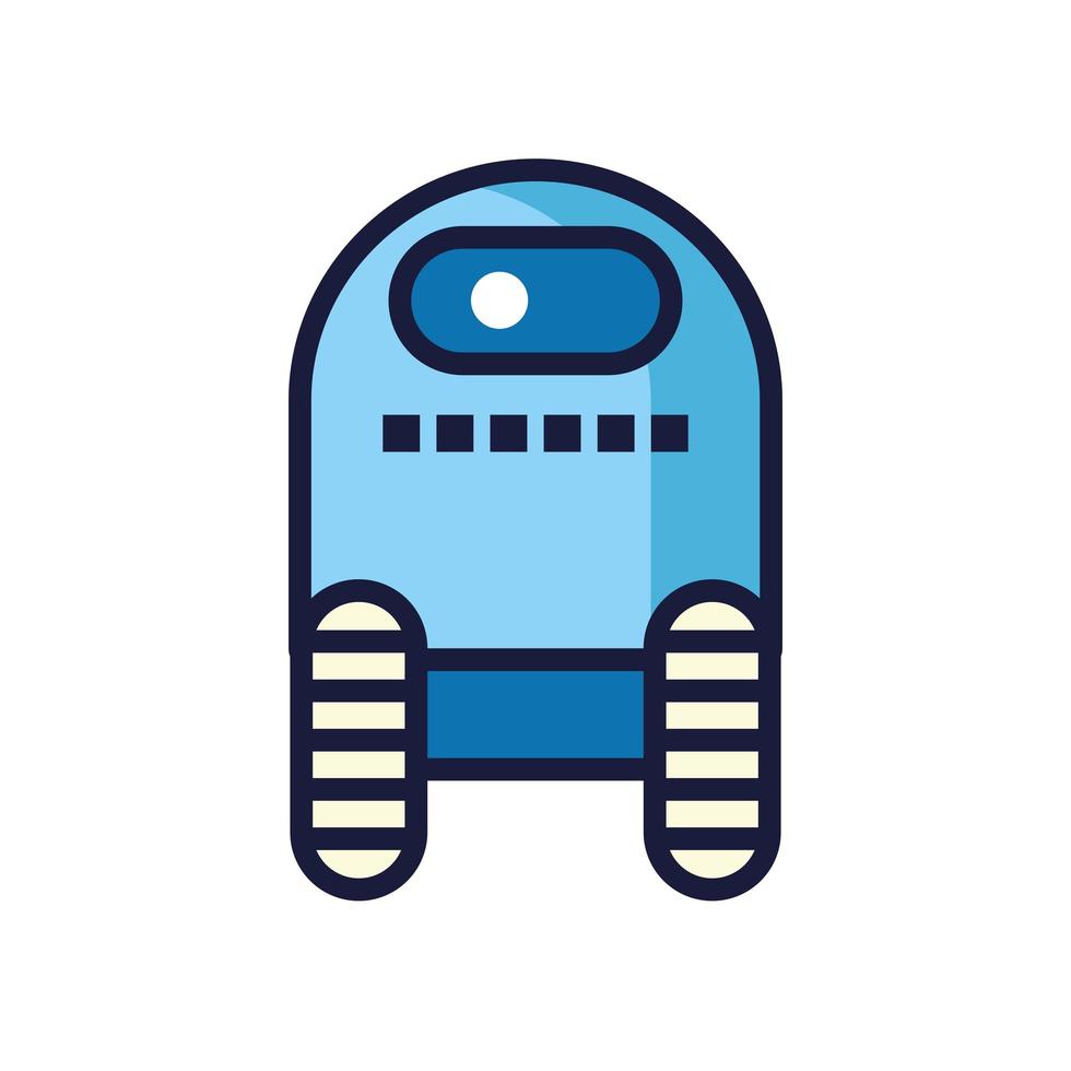 robot met wielen cyborg geïsoleerde pictogram vector