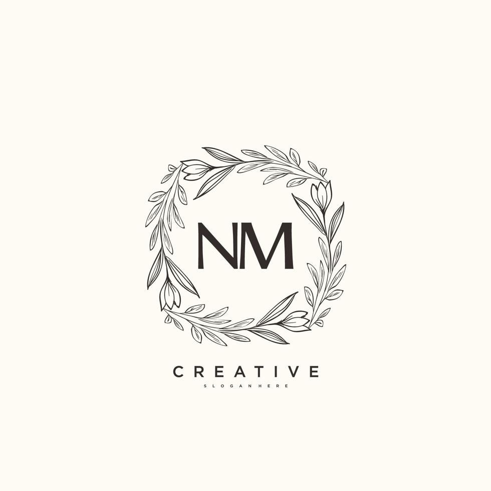 nm schoonheid vector eerste logo kunst, handschrift logo van eerste handtekening, bruiloft, mode, juwelen, boetiek, bloemen en botanisch met creatief sjabloon voor ieder bedrijf of bedrijf.
