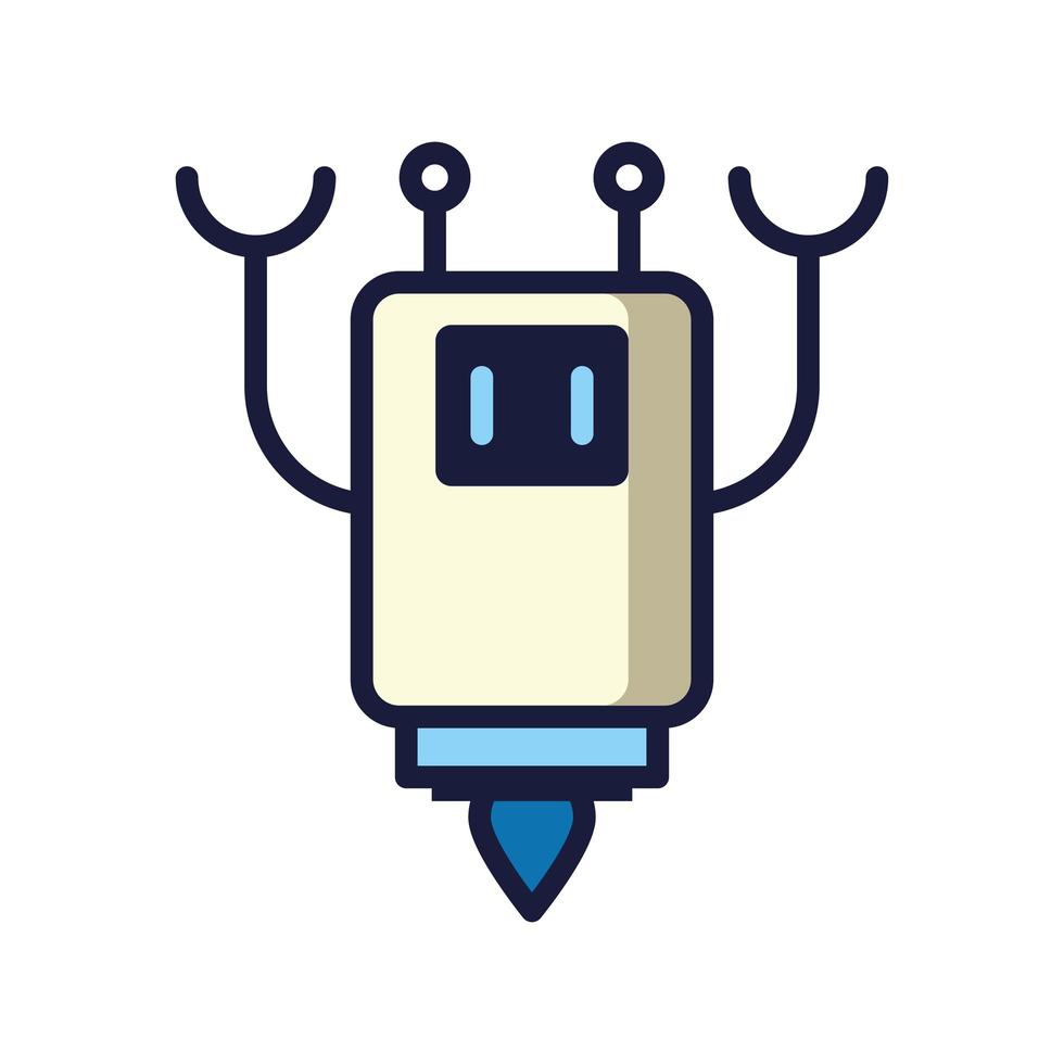 Robot drijvende cyborg geïsoleerde pictogram vector