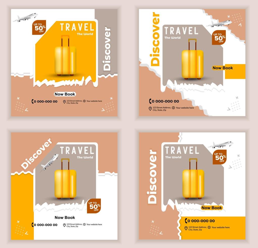 sociaal media reizen en tours advertentie ontwerp. genieten vakantie avontuur sjabloon. sociaal media post sjabloon. reizen agentschap poster. waarheid vakantie korting spandoek. vector