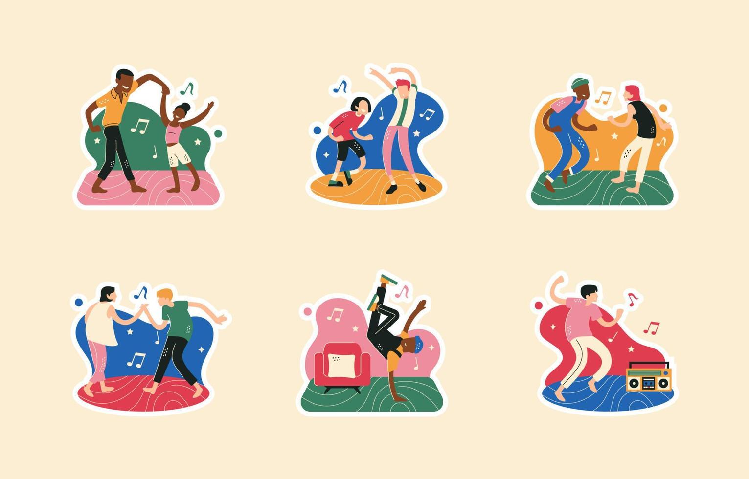 hebben pret dansen Bij huis werkzaamheid sticker vector