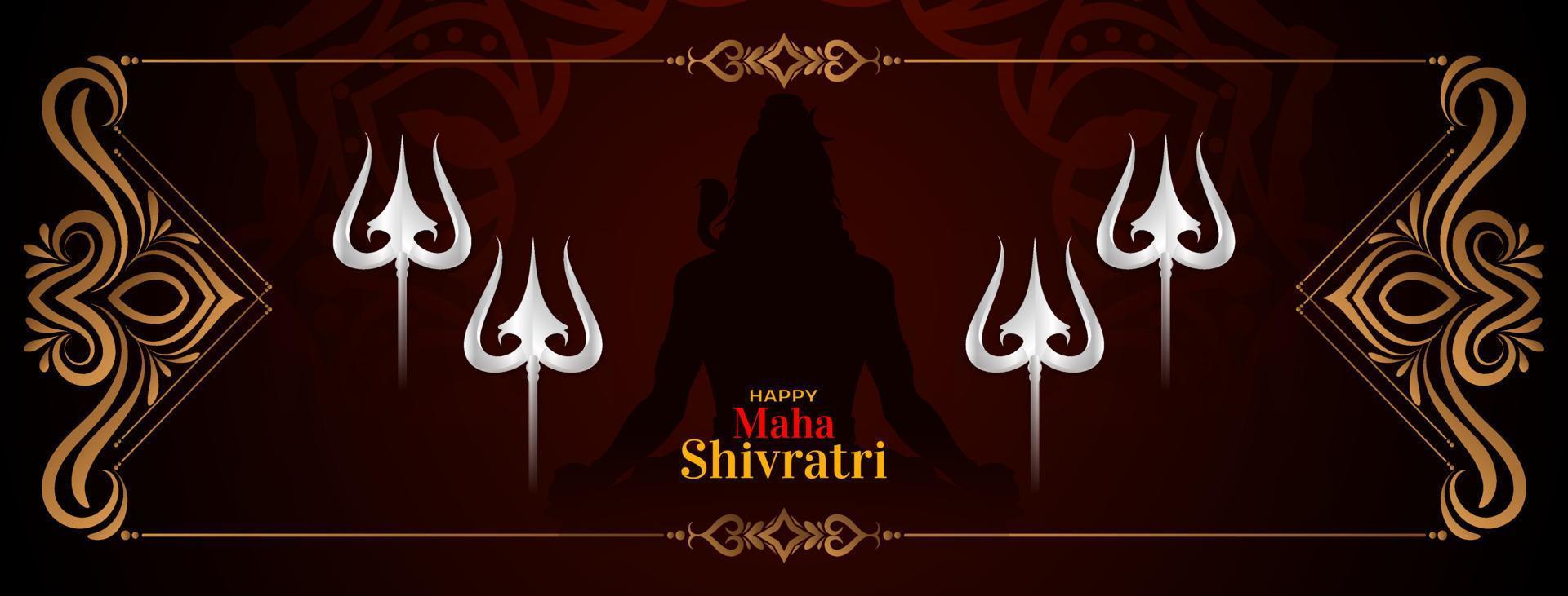 gelukkig maha shivratri cultureel heer shiva aanbidden festival banier vector