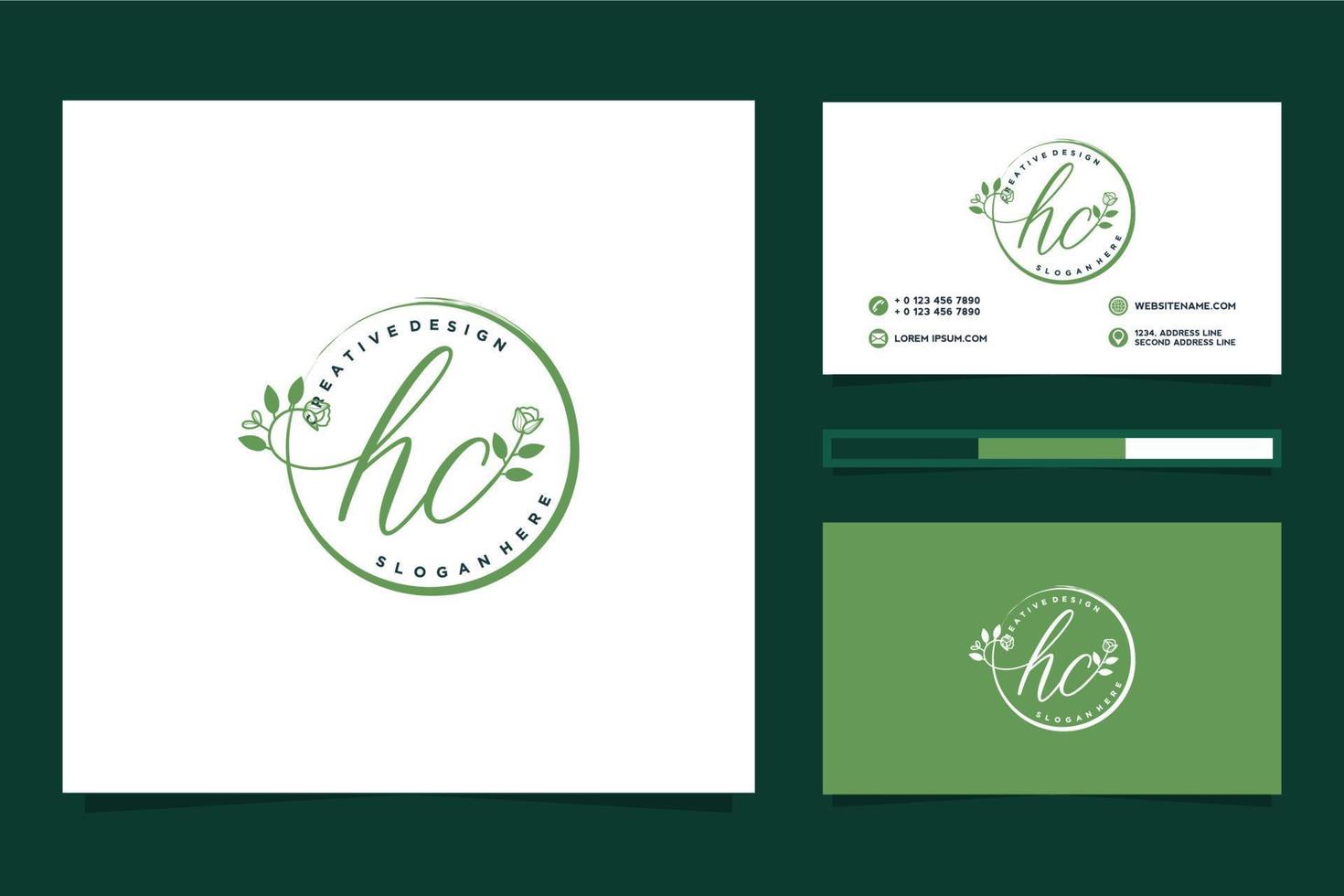 eerste hc vrouwelijk logo collecties en bedrijf kaart templat premie vector