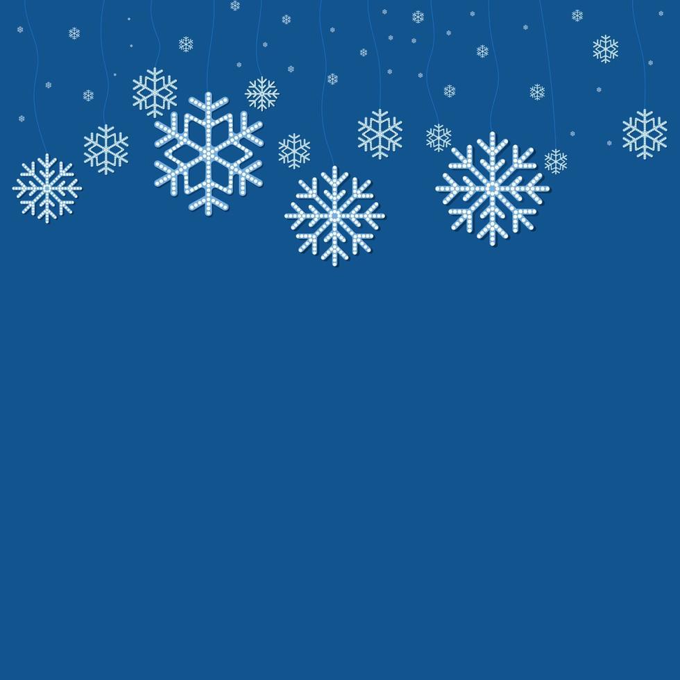 Kerst vallende sneeuwvlok vector geïsoleerd op blauwe achtergrond.