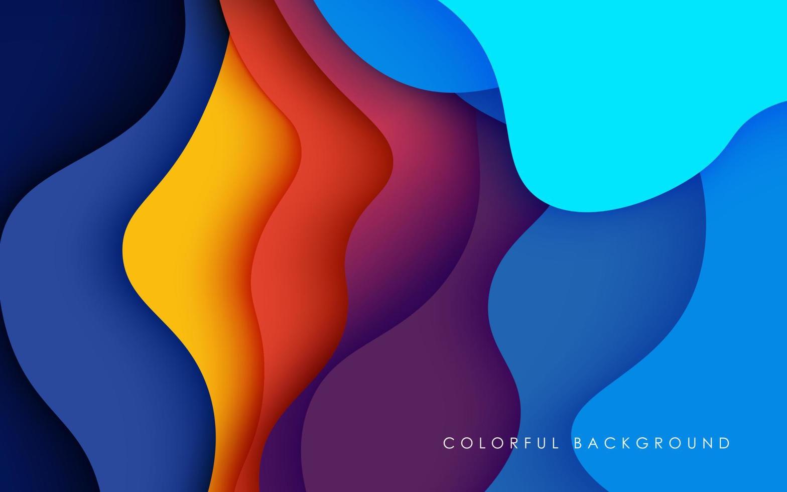 multi gekleurde abstract blauw, geel, oranje en Purper kleurrijk golvend papercut overlappen lagen achtergrond. eps10 vector