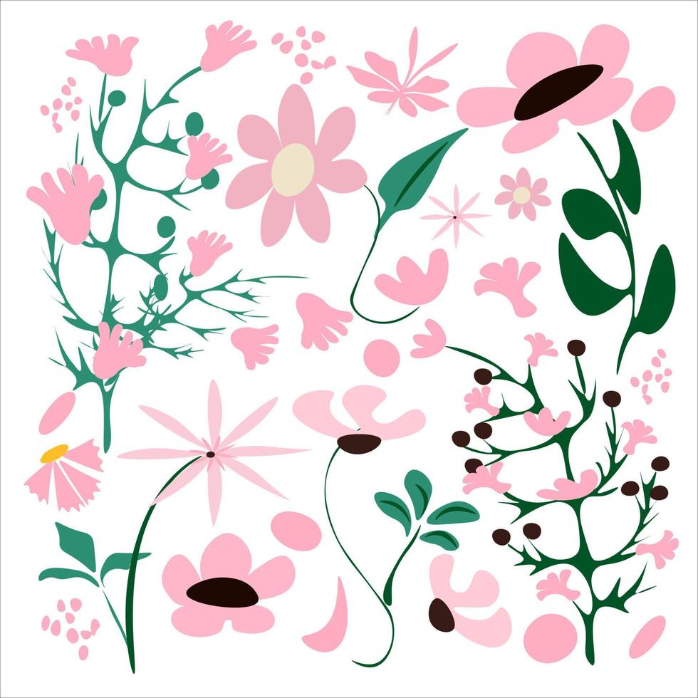 wilde bloemen kleurrijk , retro jaren 70 80s 90s botanisch ontwerp bloemen illustratie van madeliefjes.lente bloemen decoratie vector fabriek kunst.