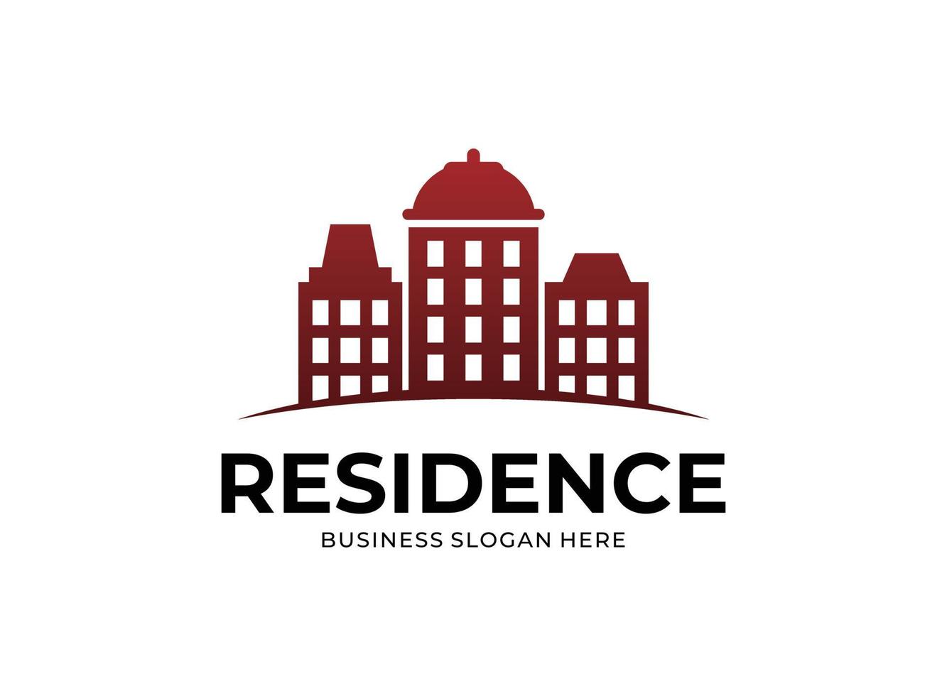 abstract stad gebouw logo ontwerp concept. symbool icoon van residentieel, appartement en stad landschap vector