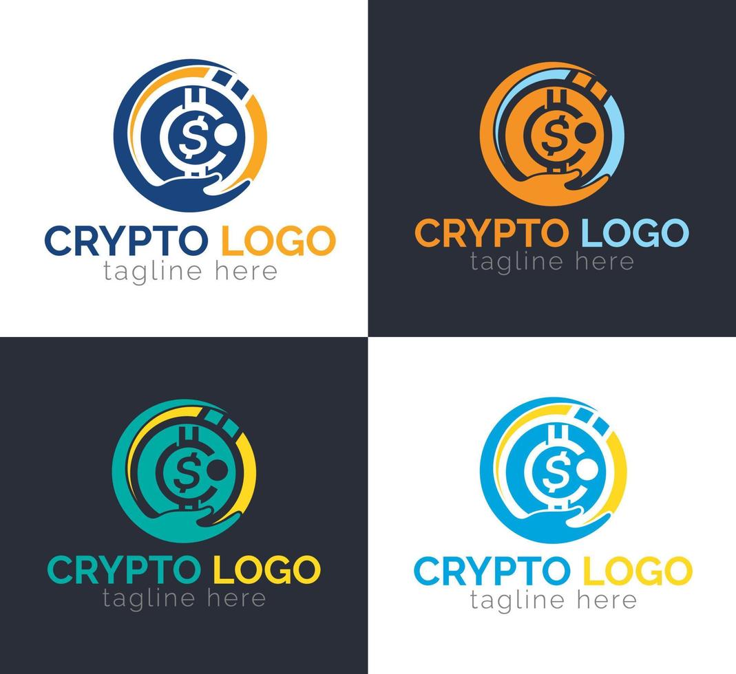 cryptogeld of crypto munten logo ontwerp vector sjabloon