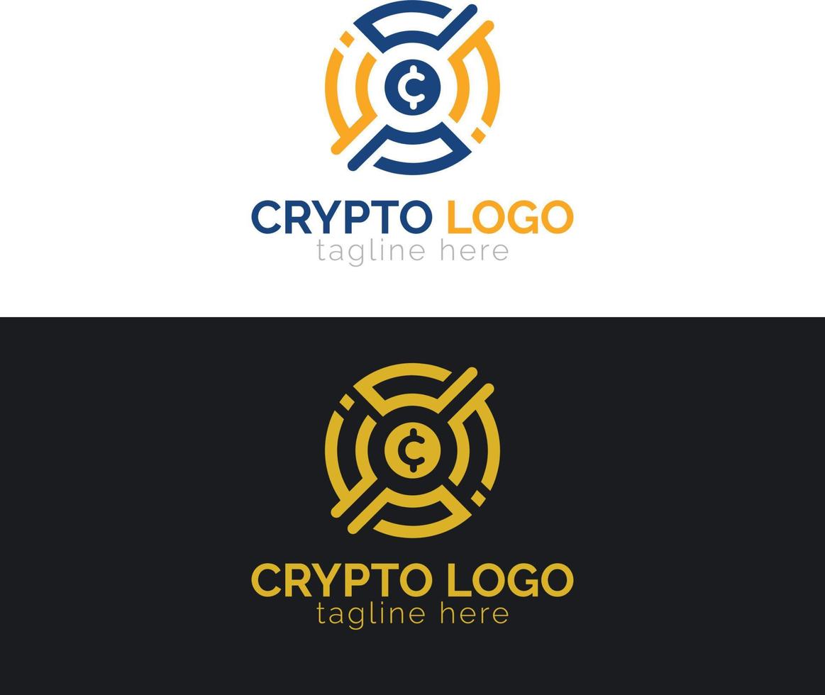 cryptogeld of crypto munten logo ontwerp vector sjabloon