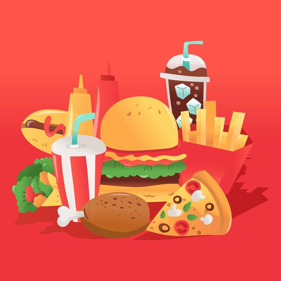 superleuke fastfood-collectie vector