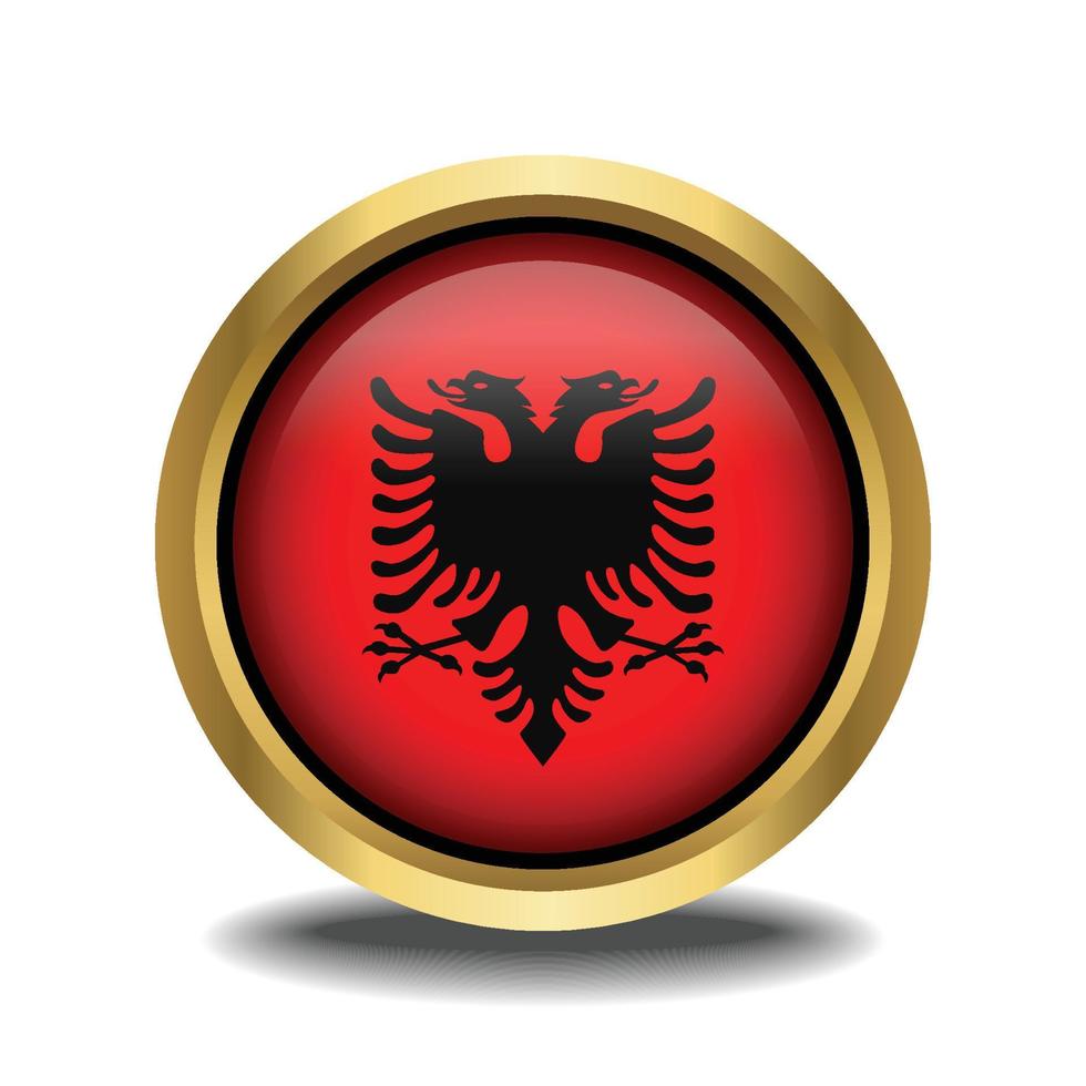 Albanië vlag cirkel vorm knop glas in kader gouden vector